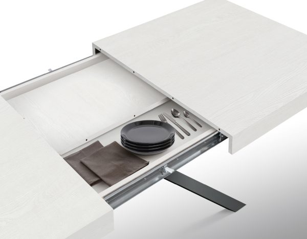 Tavolo allungabile <b> Eva </b> da 95 a 145 con gambe incrociate nere - immagine 3