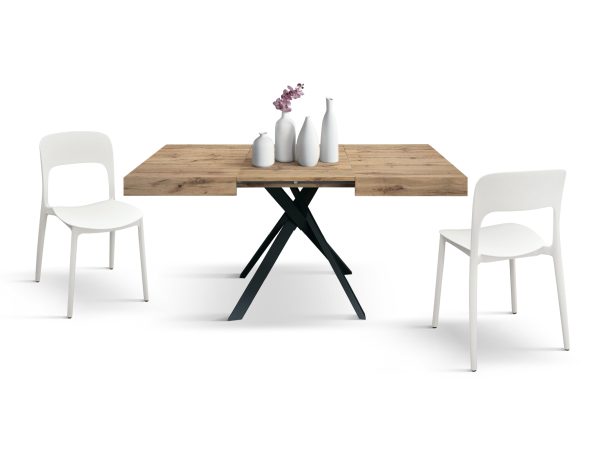 Tavolo allungabile <b> Leonardo </b> da 95 a 145 con gambe incrociate nere - immagine 5