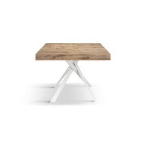 Tavolo allungabile <b> Leonardo </b> da 95 a 145 con gambe incrociate bianche