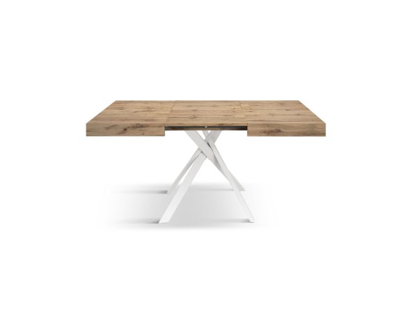 Tavolo allungabile <b> Leonardo </b> da 95 a 145 con gambe incrociate bianche - immagine 2