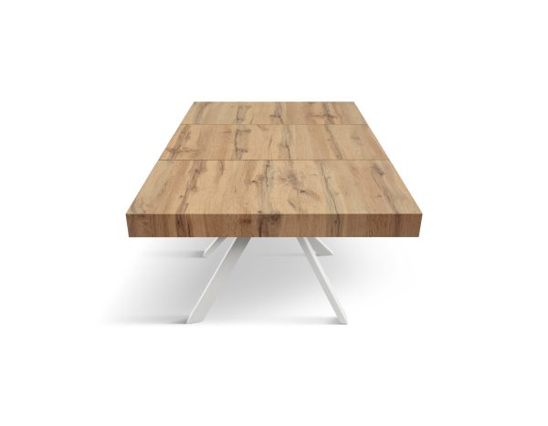 Tavolo allungabile <b> Leonardo </b> da 95 a 145 con gambe incrociate bianche - immagine 9