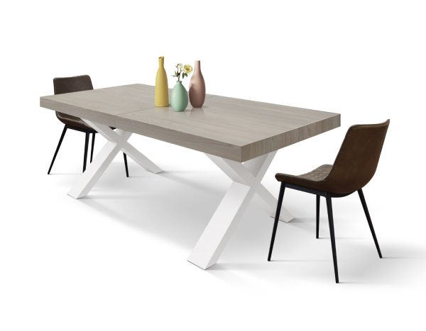 Tavolo allungabile <b> Sofia  </b> da 160 a 240 con gambe incrociate bianche - immagine 3