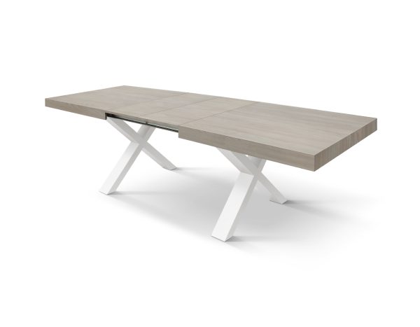 Tavolo allungabile <b> Sofia  </b> da 160 a 240 con gambe incrociate bianche - immagine 2