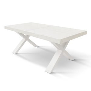 Tavolo allungabile <b> Linda  </b> da 180 a 260 con gambe incrociate bianche