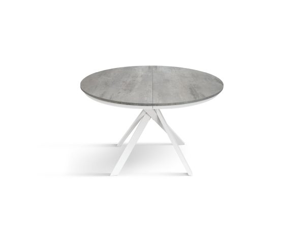 Tavolo rotondo allungabile <b> Lino </b> da 120 a 170 con gambe incrociate bianche - immagine 2