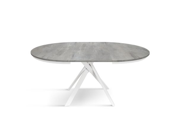 Tavolo rotondo allungabile <b> Lino </b> da 120 a 170 con gambe incrociate bianche - immagine 4