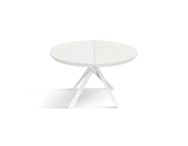 Tavolo rotondo allungabile <b> Karem </b> da 120 a 170 con gambe incrociate bianche - immagine 2