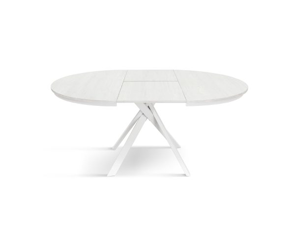 Tavolo rotondo allungabile <b> Karem </b> da 120 a 170 con gambe incrociate bianche - immagine 4