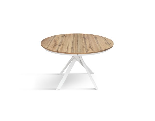 Tavolo rotondo allungabile <b> Gabri </b> da 120 a 170 con gambe incrociate bianche - immagine 2