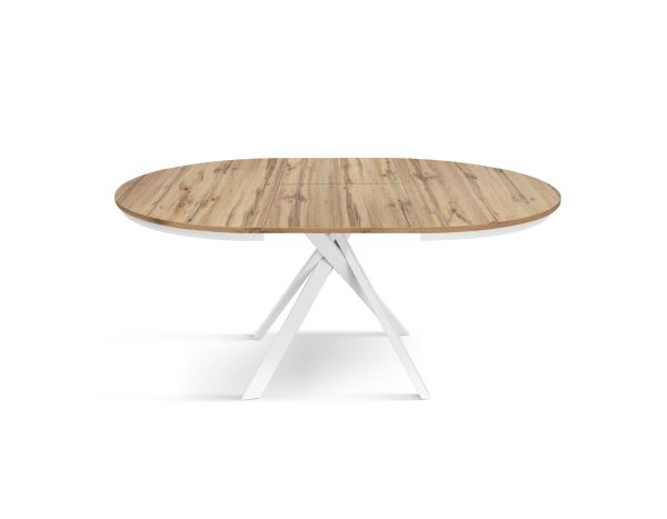 Tavolo rotondo allungabile <b> Gabri </b> da 120 a 170 con gambe incrociate bianche - immagine 4