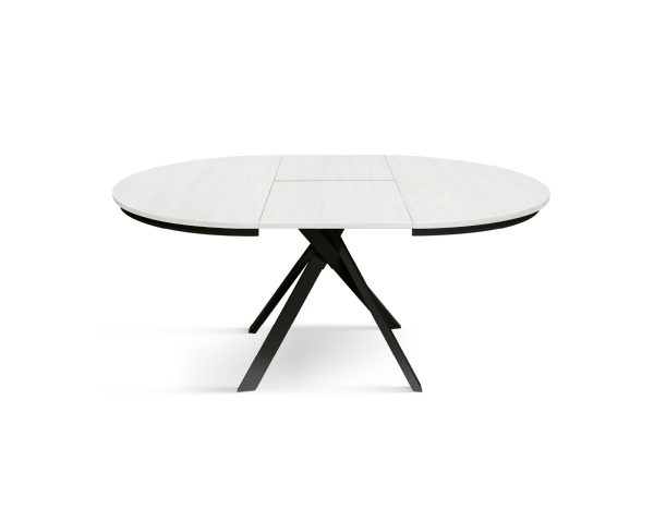 Tavolo rotondo allungabile <b> Karem </b> da 120 a 170 con gambe incrociate nere - immagine 4