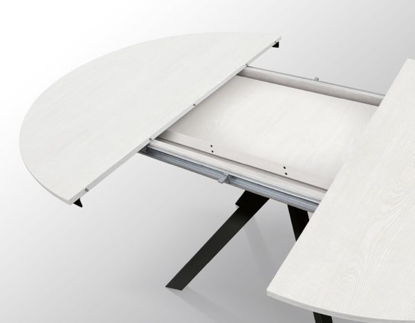 Tavolo rotondo allungabile <b> Karem </b> da 120 a 170 con gambe incrociate nere - immagine 5