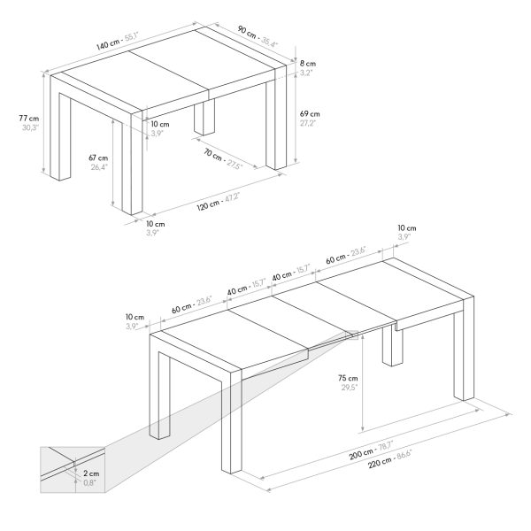 Tavolo allungabile <b> Beatrice </b> da 140 a 220 - immagine 7