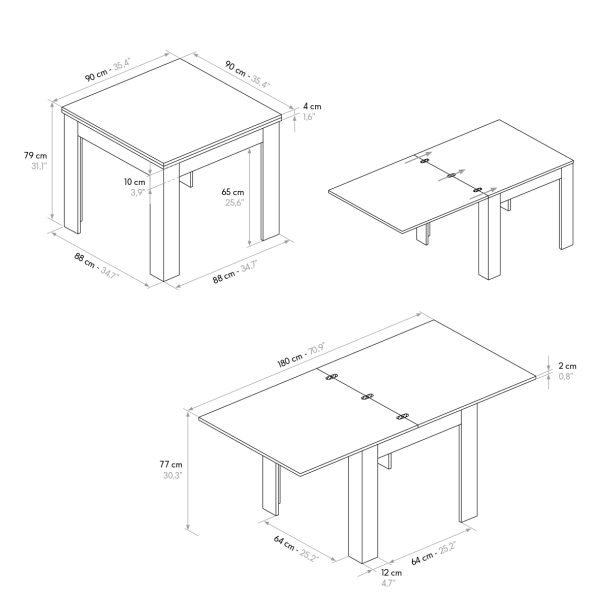 Tavolo allungabile <b>Lorenzo</b> da 90 a 180 - immagine 5