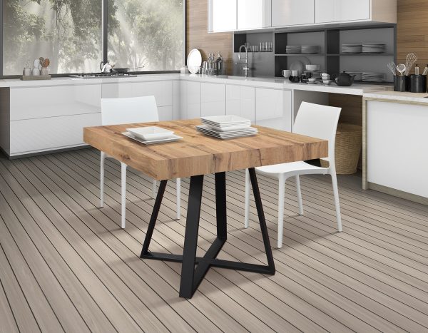 Tavolo allungabile <b> Bruno </b> da 95 a 145 con gambe incrociate nere - immagine 2