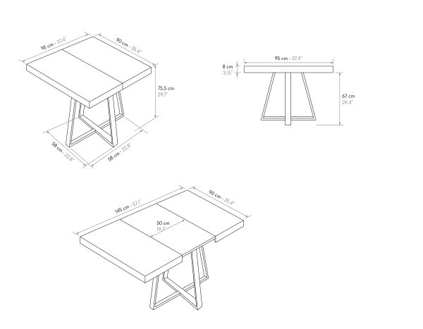 Tavolo allungabile <b> Mimì</b> da 95 a 145 con gambe incrociate nere - immagine 7