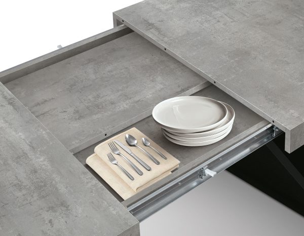 Tavolo allungabile grigio cemento con gambe incrociate M - immagine 6
