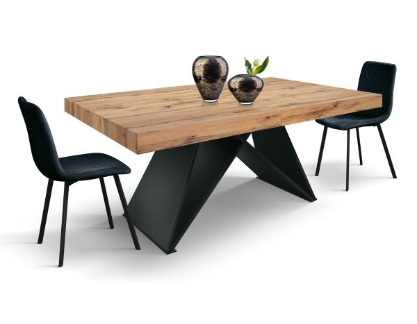 Tavolo allungabile rovere rustico con gambe incrociate M - immagine 5