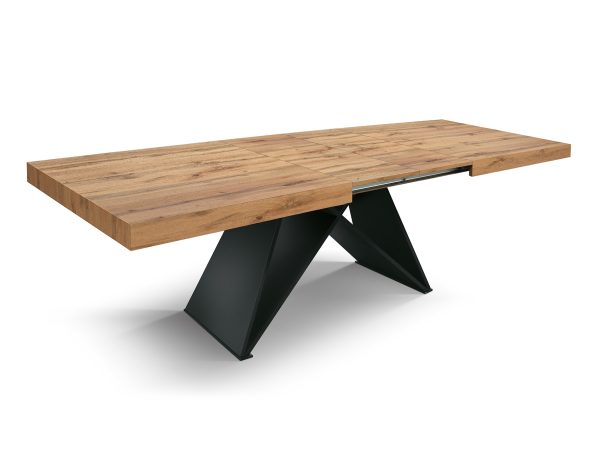 Tavolo allungabile rovere rustico con gambe incrociate M - immagine 2
