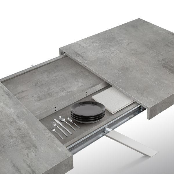 Tavolo allungabile grigio cemento con gambe incrociate bianche family - immagine 3