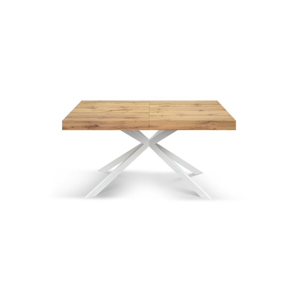 Tavolo allungabile rovere rustico con gambe incrociate bianche family - immagine 2