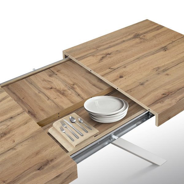 Tavolo allungabile rovere rustico con gambe incrociate bianche family - immagine 4