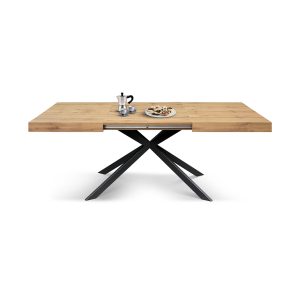 Tavolo allungabile rovere rustico con gambe incrociate nere family