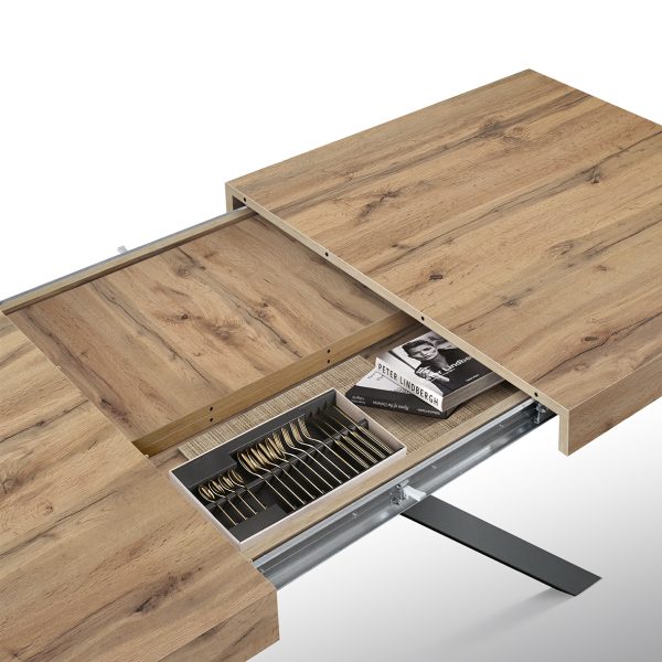 Tavolo allungabile rovere rustico con gambe incrociate nere family - immagine 5