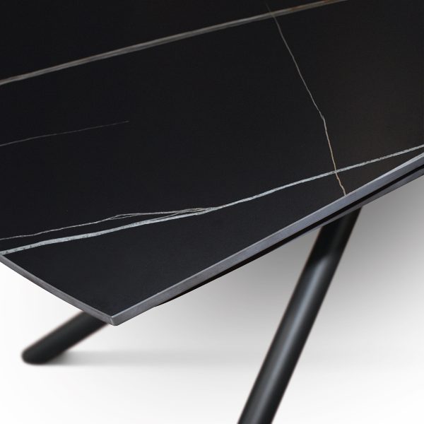 Tavolo allungabile in ceramica nero sahara con gambe tubolari - immagine 4