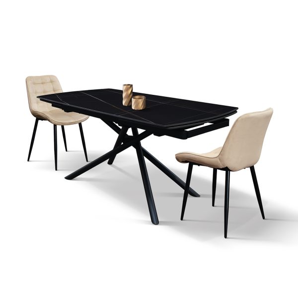 Tavolo allungabile in ceramica nero sahara con gambe tubolari - immagine 15