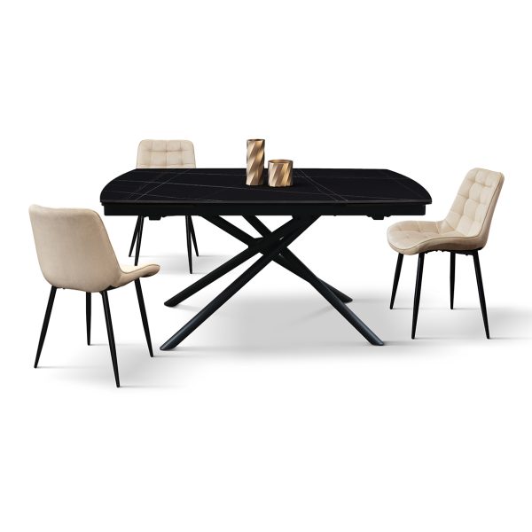 Tavolo allungabile in ceramica nero sahara con gambe tubolari - immagine 12