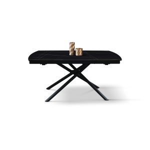 Tavolo allungabile in ceramica nero sahara con gambe tubolari