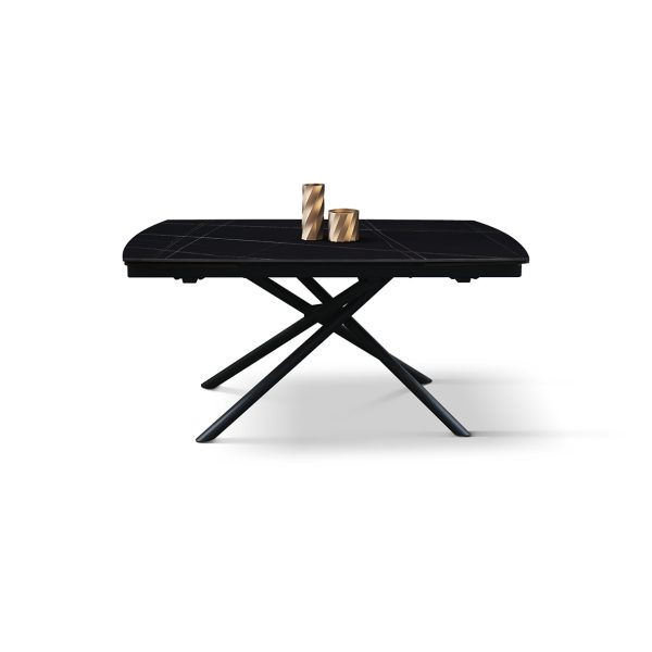 Tavolo allungabile in ceramica nero sahara con gambe tubolari
