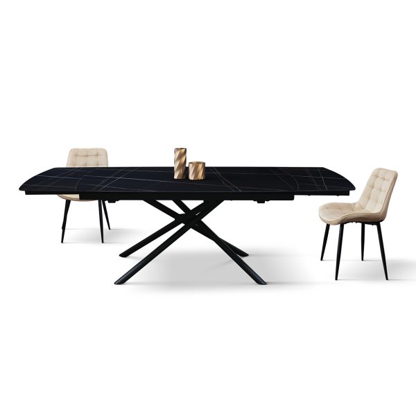 Tavolo allungabile in ceramica nero sahara con gambe tubolari - immagine 11