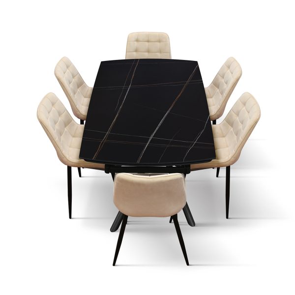 Tavolo allungabile in ceramica nero sahara con gambe tubolari - immagine 9