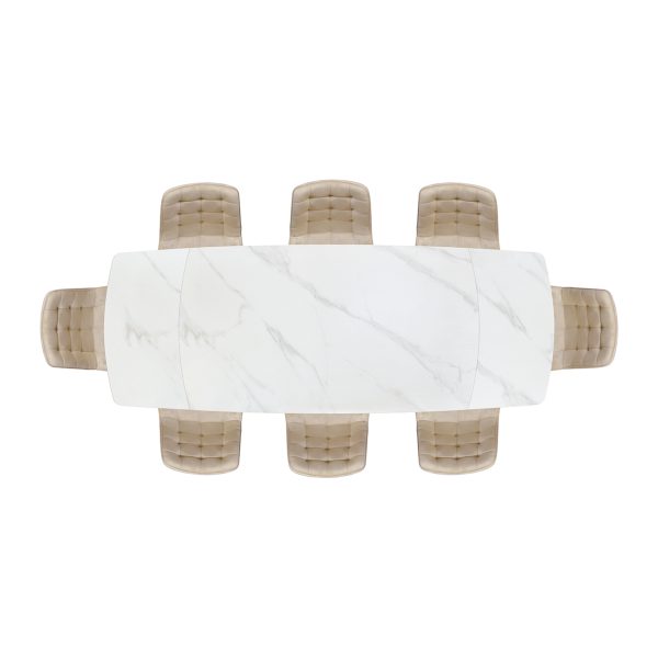 Tavolo allungabile in ceramica bianco statuario con gambe tubolari - immagine 10