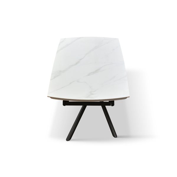 Tavolo allungabile in ceramica bianco statuario con gambe tubolari - immagine 9