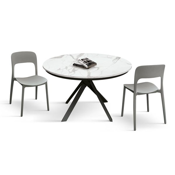 Tavolo rotondo allungabile <b> Adelaide</b> da 120 a 170 con gambe incrociate nere - immagine 2
