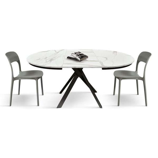 Tavolo rotondo allungabile <b> Adelaide</b> da 120 a 170 con gambe incrociate nere - immagine 3