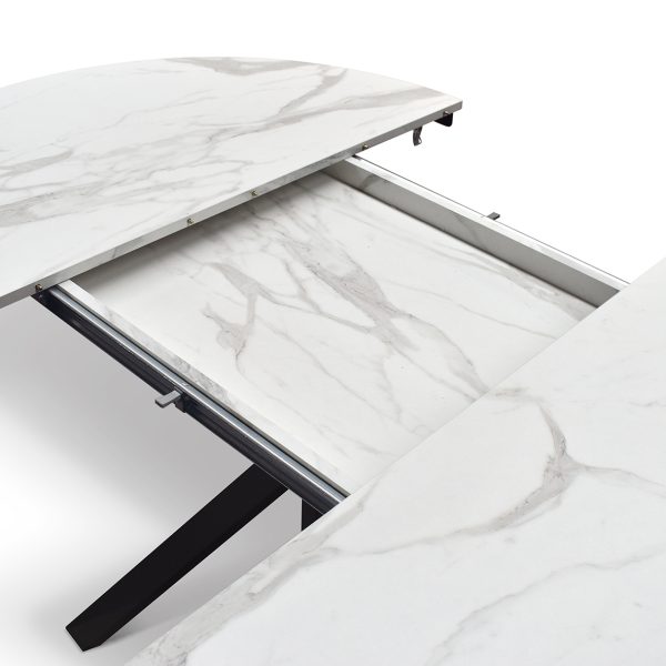Tavolo rotondo allungabile <b> Adelaide</b> da 120 a 170 con gambe incrociate nere - immagine 6