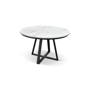 Tavolo rotondo allungabile <b> Pamela</b> da 120 a 160 con gambe H nere