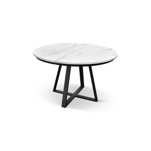 Tavolo rotondo allungabile <b> Pamela</b> da 120 a 160 con gambe H nere