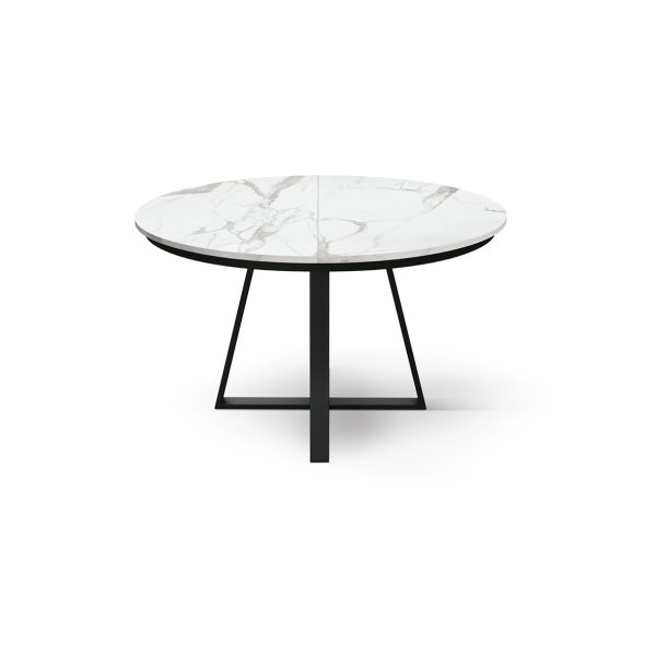 Tavolo rotondo allungabile <b> Pamela</b> da 120 a 160 con gambe H nere - immagine 3