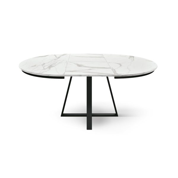 Tavolo rotondo allungabile <b> Pamela</b> da 120 a 160 con gambe H nere - immagine 5