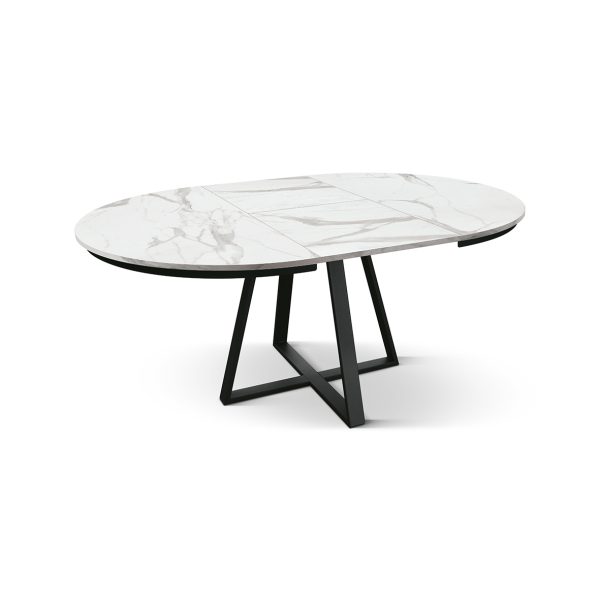 Tavolo rotondo allungabile <b> Pamela</b> da 120 a 160 con gambe H nere - immagine 7