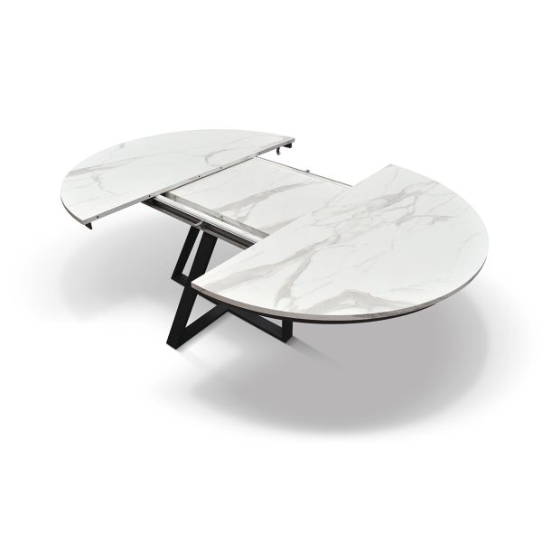 Tavolo rotondo allungabile <b> Pamela</b> da 120 a 160 con gambe H nere - immagine 8