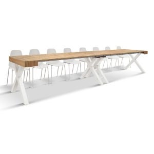 consolle allungabile <b> Grazia </b> da 45 a 402 con gambe bianche a X