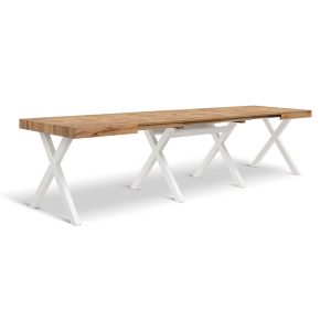 Tavolo allungabile <b> Angelica </b> da 120 a 320 con gambe bianche a X