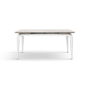 Tavolo allungabile in ceramica bianco con gambe bianche