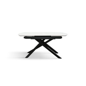Tavolo allungabile in ceramica bianco statuario con gambe nere